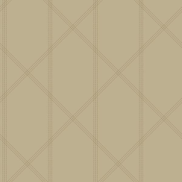 Walcott Taupe Stitched Trellis Wallpaper