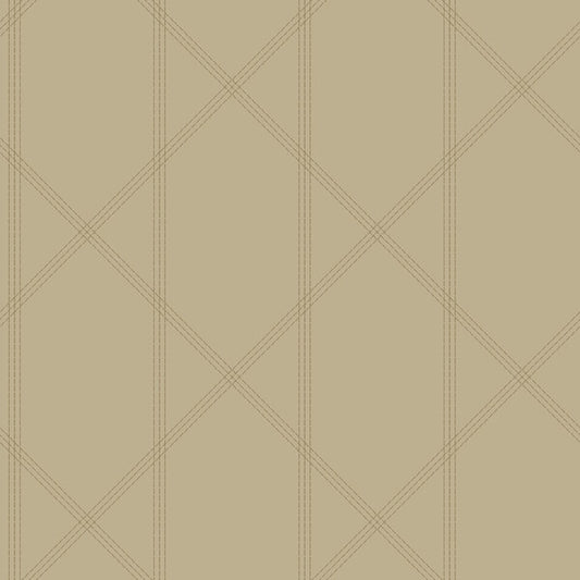 Walcott Taupe Stitched Trellis Wallpaper