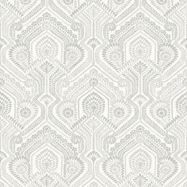 Fernback Grey Ornate Botanical Wallpaper