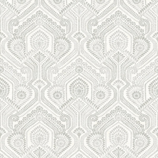 Fernback Grey Ornate Botanical Wallpaper