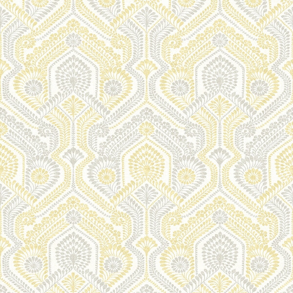 Fernback Yellow Ornate Botanical Wallpaper