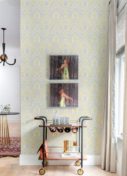 Fernback Yellow Ornate Botanical Wallpaper