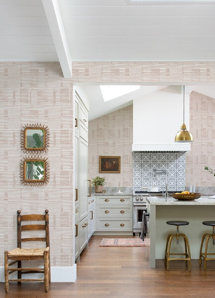 Callaway Pink Woven Stripes Wallpaper