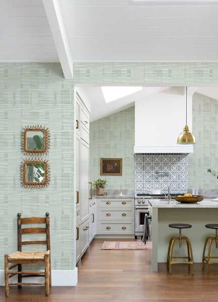 Callaway Green Woven Stripes Wallpaper
