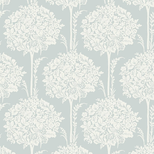 Zaria Light Blue Topiary Wallpaper