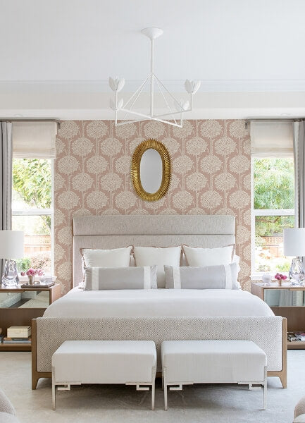 Zaria Apricot Topiary Wallpaper