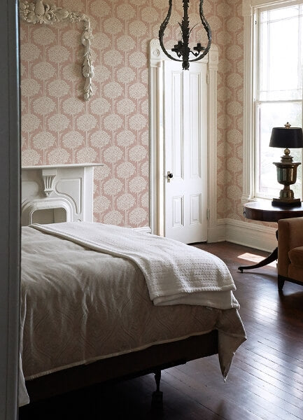 Zaria Apricot Topiary Wallpaper