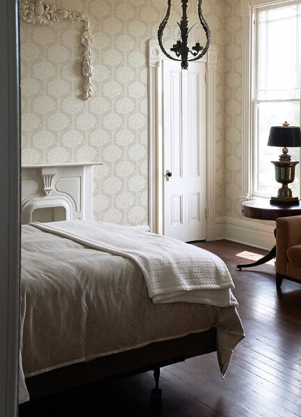 Zaria Taupe Topiary Wallpaper