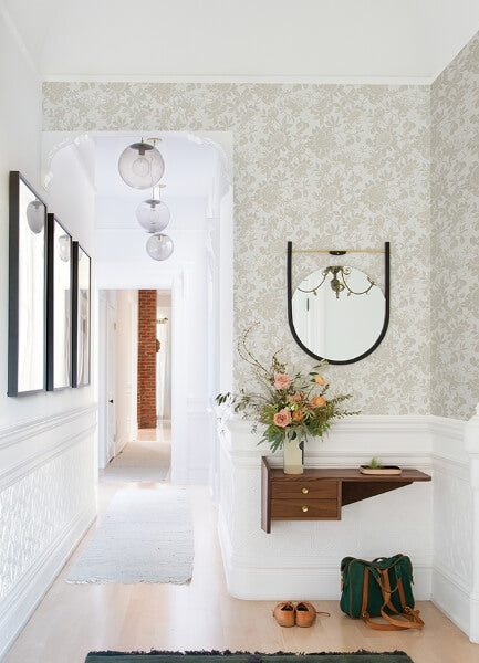 Helen Taupe Floral Trail Wallpaper
