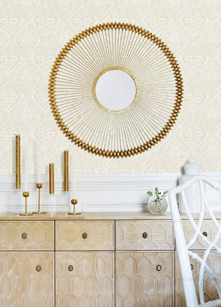 Scout Light Grey Floral Ogee Wallpaper