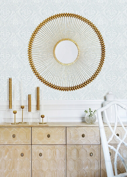 Scout Light Blue Floral Ogee Wallpaper
