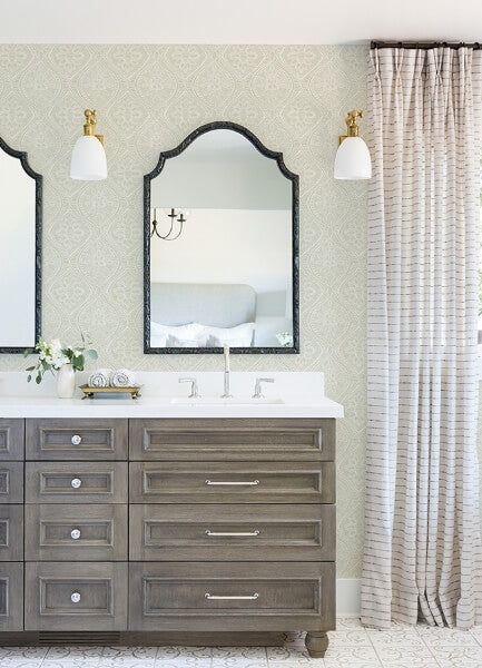 Scout Moss Floral Ogee Wallpaper