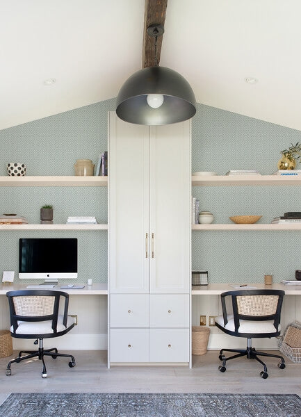 Glynn Sky Blue Chevron Wallpaper