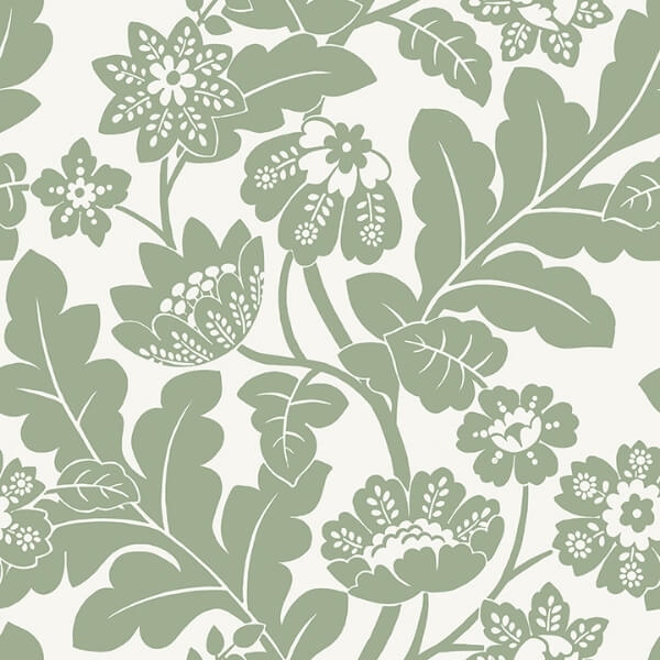 Augusta Seafoam Flock Damask Wallpaper