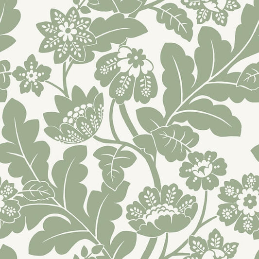 Augusta Seafoam Flock Damask Wallpaper