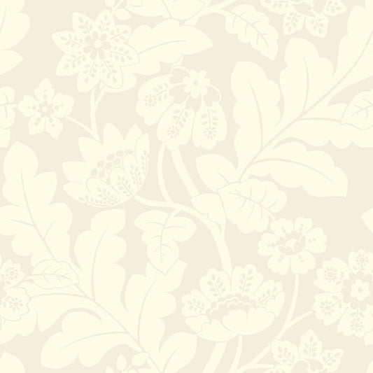 Augusta White Flock Damask Wallpaper