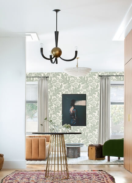 Augusta Silver Flock Damask Wallpaper