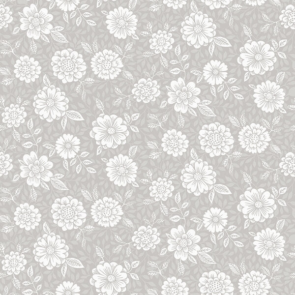 Lizette Grey Charming Floral Wallpaper