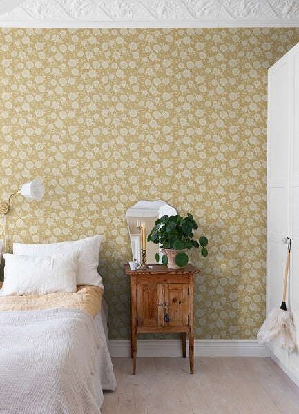 Lizette Mustard Charming Floral Wallpaper