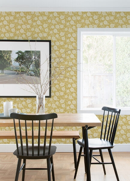 Lizette Mustard Charming Floral Wallpaper