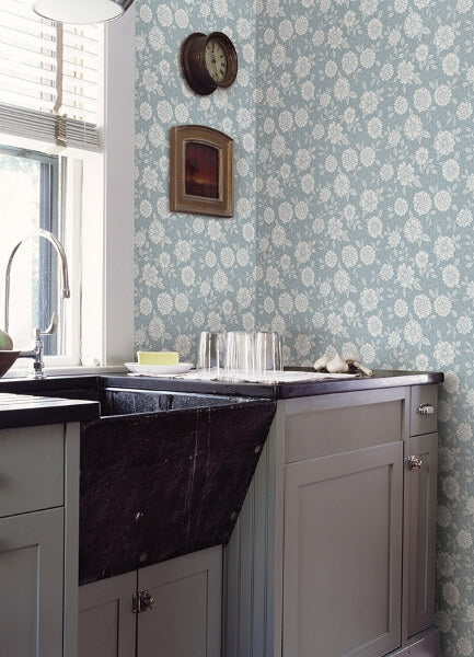 Lizette Light Blue Charming Floral Wallpaper