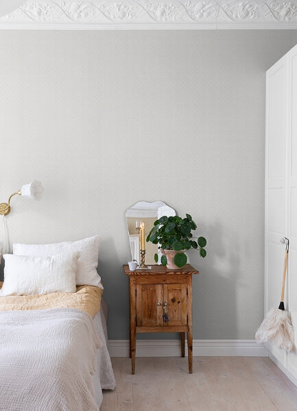 Athena Light Grey Scalloped Botanical Wallpaper