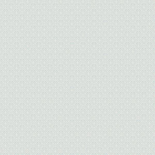 Athena Light Blue Scalloped Botanical Wallpaper