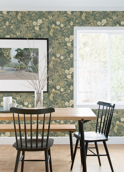 Elise Sea Green Nouveau Gardens Wallpaper