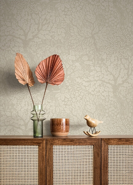 Olle Taupe Forest Sanctuary Wallpaper