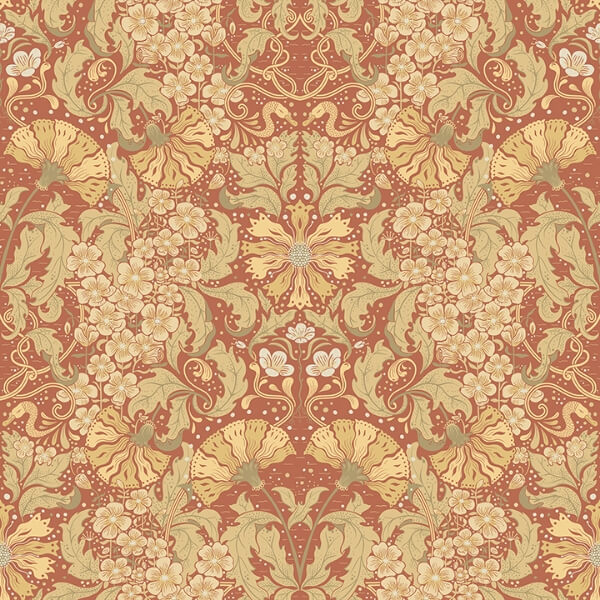 Ojvind Rust Floral Ogee Wallpaper