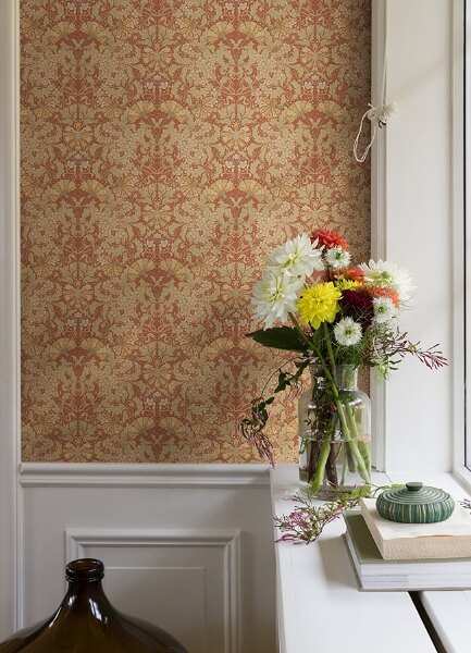 Ojvind Rust Floral Ogee Wallpaper