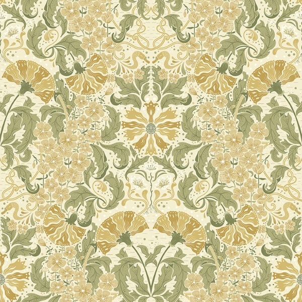 Ojvind Gold Floral Ogee Wallpaper