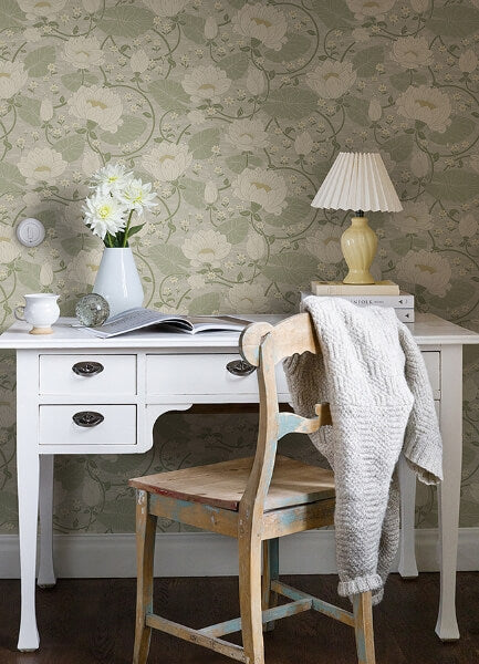Eva Light Grey Lotus Dreams Wallpaper