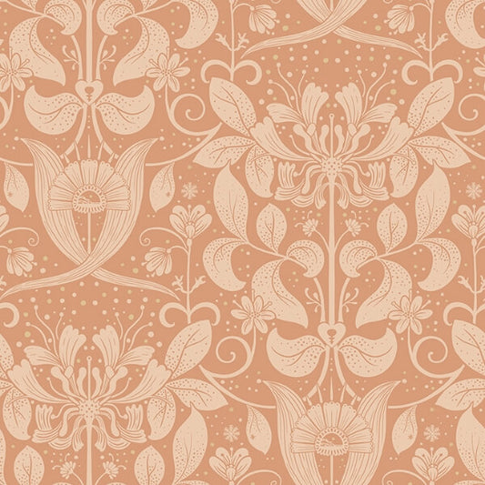 Berit Coral Floral Crest Wallpaper