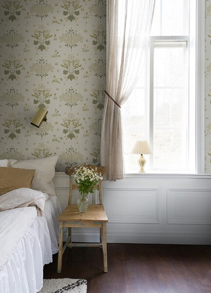 Elda Olive Delicate Daisies Wallpaper