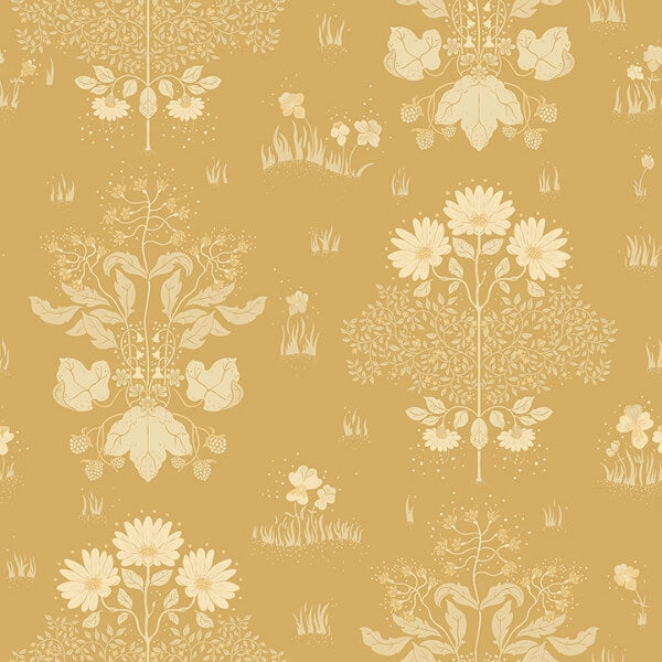 Elda Gold Delicate Daisies Wallpaper