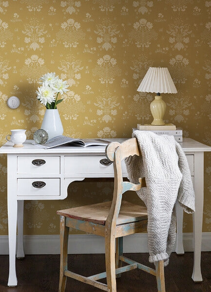 Elda Gold Delicate Daisies Wallpaper