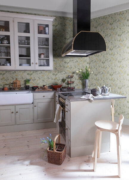 Magdalena Light Green Dandelion Wallpaper