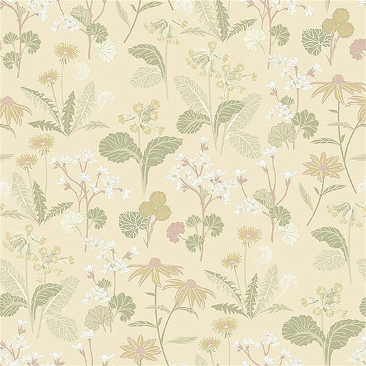 Magdalena Light Yellow Dandelion Wallpaper