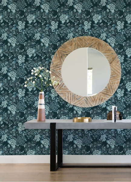 Irina Navy Floral Blooms Wallpaper