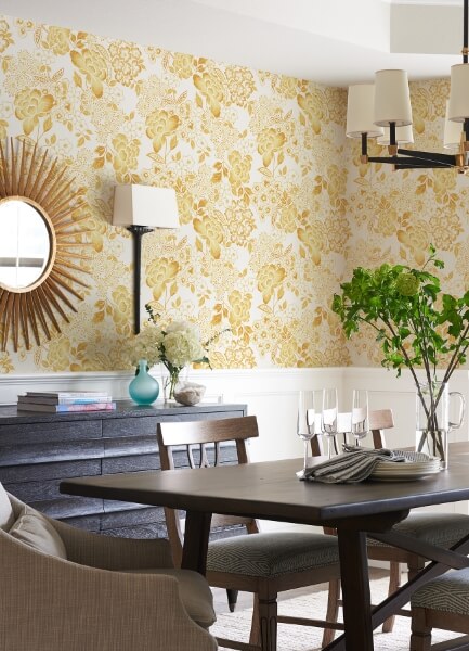 Irina Yellow Floral Blooms Wallpaper