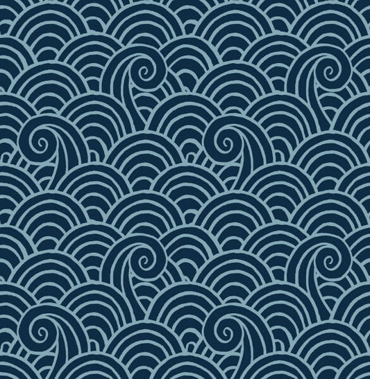 Alorah Navy Wave Wallpaper