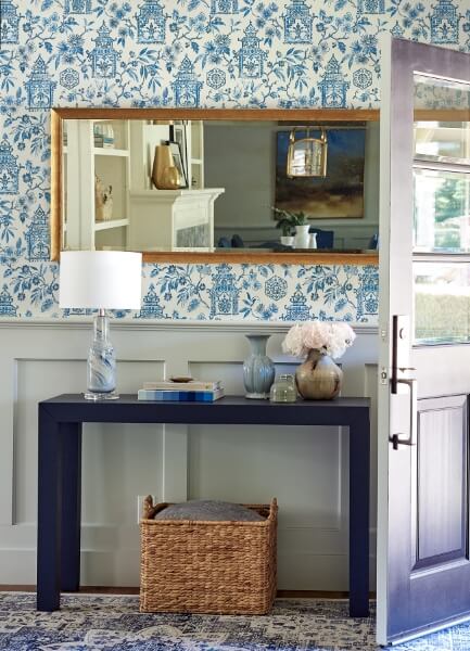 Helaine Blue Pagoda Wallpaper