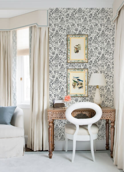 Helaine Charcoal Pagoda Wallpaper