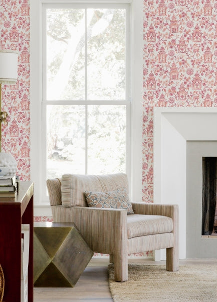 Helaine Coral Pagoda Wallpaper