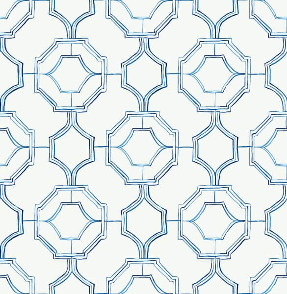 Gallina Blue Trellis Wallpaper