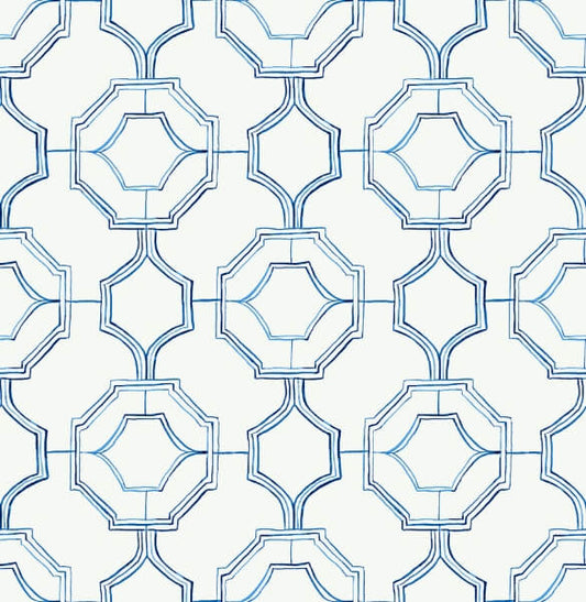 Gallina Blue Trellis Wallpaper