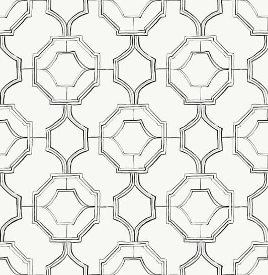 Gallina Charcoal Trellis Wallpaper