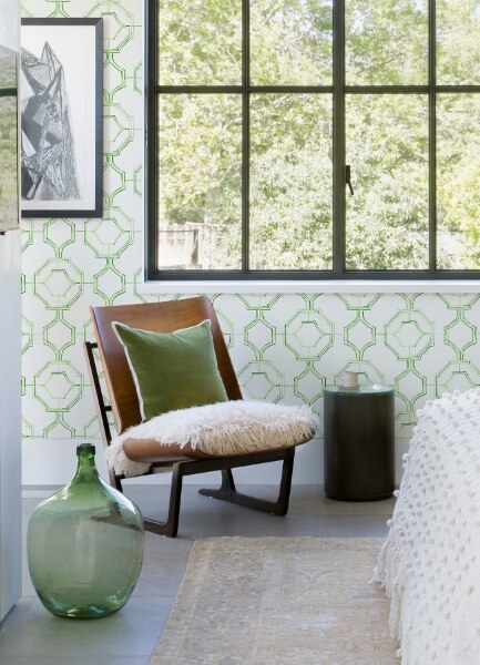 Gallina Green Trellis Wallpaper
