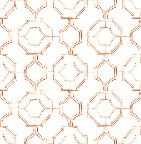 Gallina Orange Trellis Wallpaper